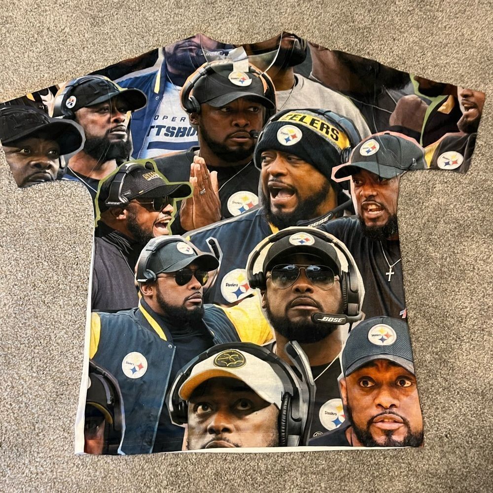 New Coach Mike Tomlin Collage Print Pittsburgh Collectible Steelers Tee T-Shirt